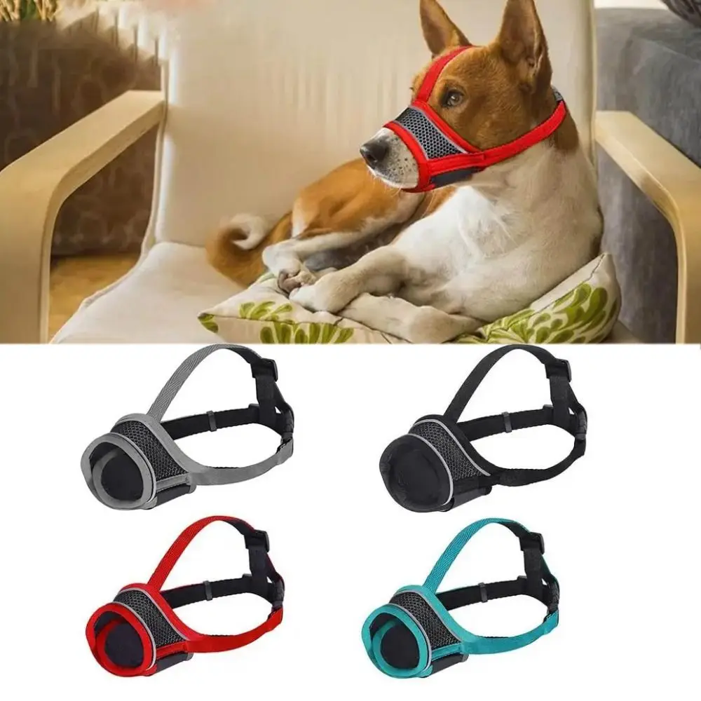 

Breathable Dog Mouth Cover Comfortable Nylon Reflective Mouth Cover Adjustable Anti-biting Dog Muzzle for Dogs Puppy