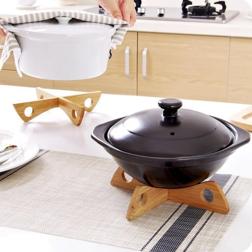 Bamboo Detachable Cross Tray Rack Mat Kitchen Pan Pot Pad Anti-hot Steaming Placemat Cooling Dish Holder Gadget