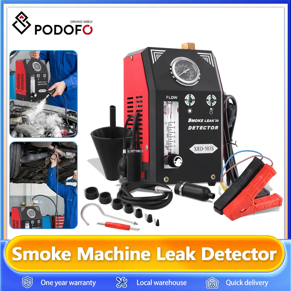 Podofo – détecteur de fuite de fumée automobile 12V, pompe à Air intégrée, Machine à fumée EVAP, testeur de fuite avec manomètre et débitmètre