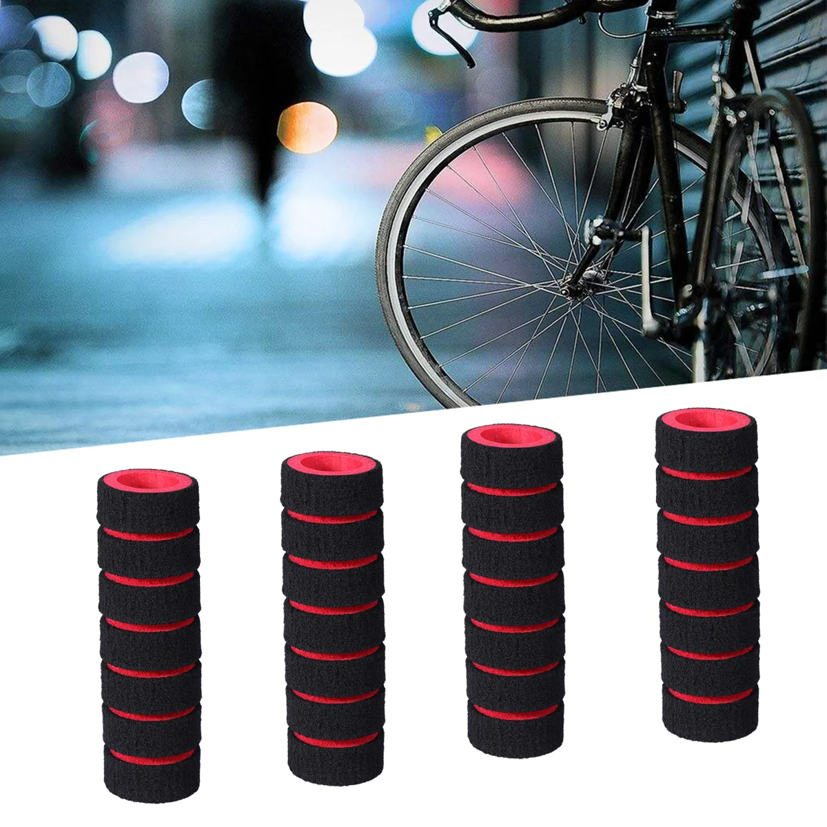 

2 Pair Bike Grip Handle Bars for Bicycles Sponge Grips Handlebar Cover Non-slip Red