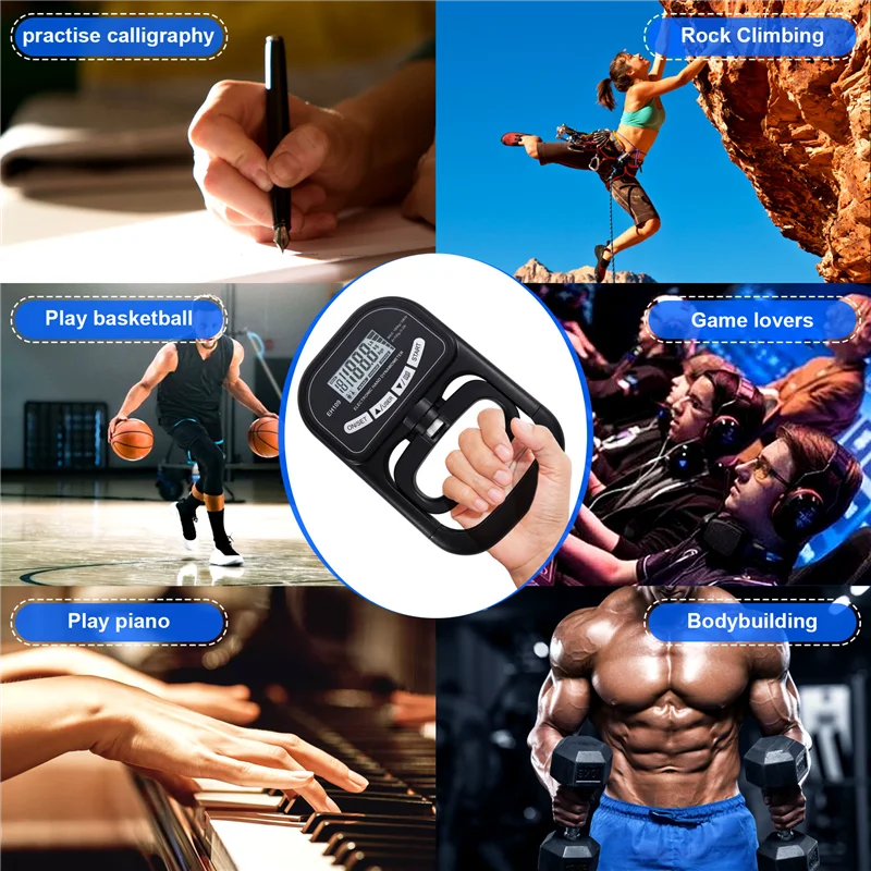 ABRW-265 Lbs / 120Kgs Hand Dynamometer Grip Strength Trainer-Electronic Hand Grip Strength Tester Grip Strengthener