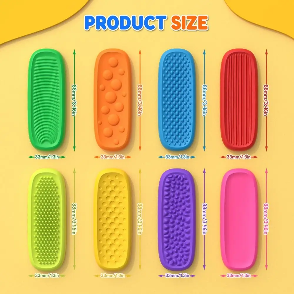 Tiras sensoriais de silicone para alívio de ansiedade, brinquedos texturizados com ventosa, pedra sensorial, brinquedos de sucção elásticos para sala de aula