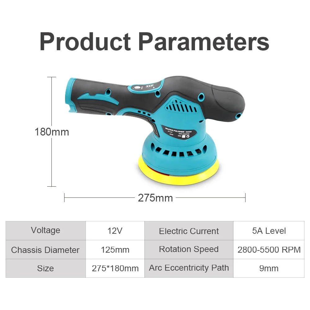 8 Gears 12V Cordless Car Polisher Electric Waxing Machine For Repairing Scratches Wireless Sander Polishing Machine Repair Tools