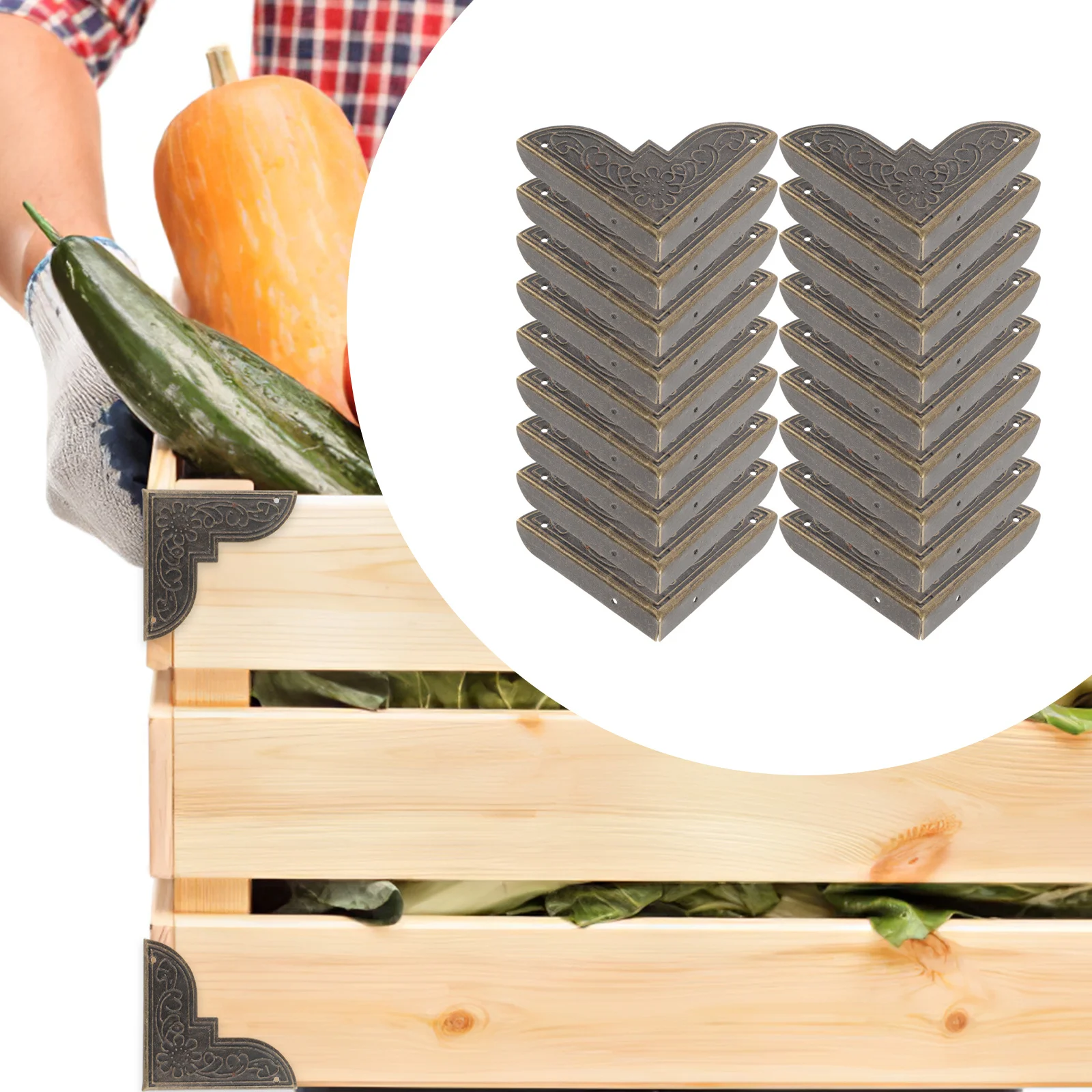 

20pcs Metal Corner Protectors Retro Vintage Box Edge Guards Jewelry Chest Protective Covers Wooden Box Bumpers Alloy Corner