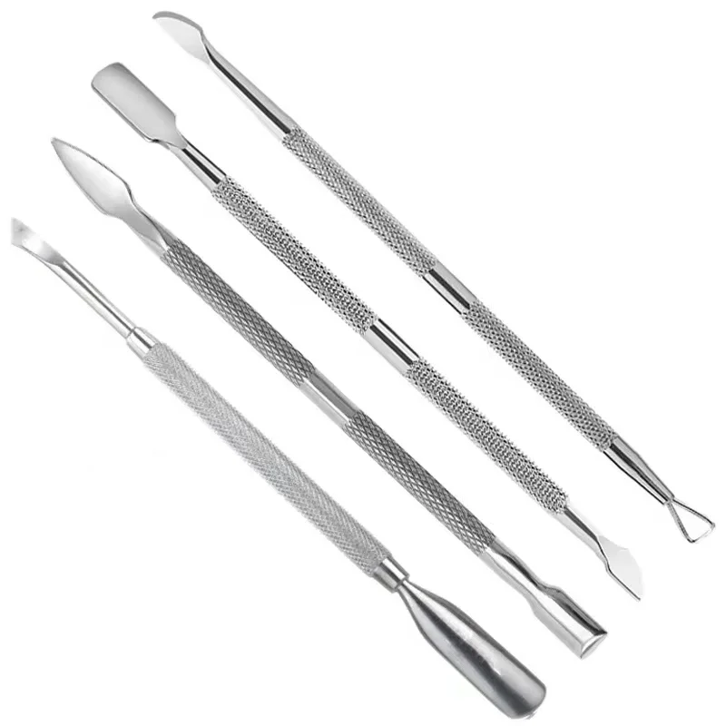 1Pcs Double-ended Stainless Steel Cuticle Pusher Dead Skin Push Remover Pedicure Manicure Nail Art Cleaner Care Tool