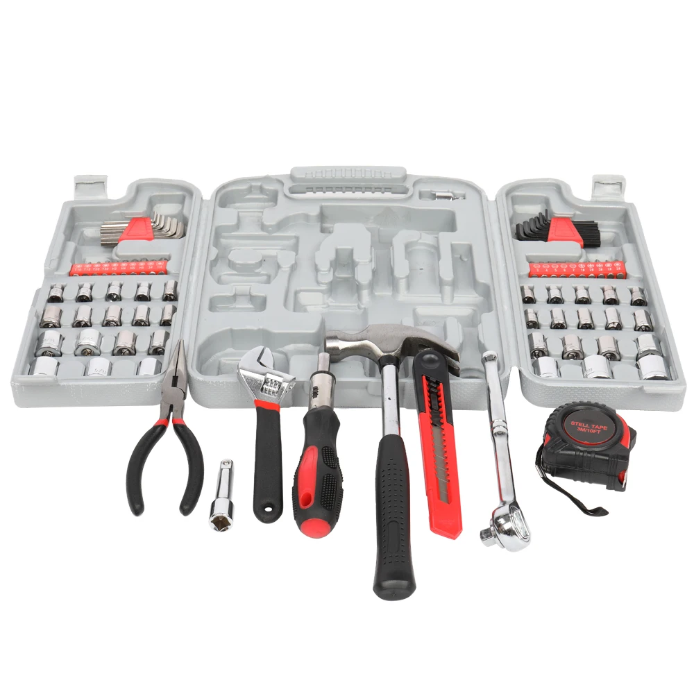 186Pcs Socket Wrench Auto Repair Tool Combination Package Mixed Tool Set Hand Tool Kit with Plastic Toolbox Storage Case