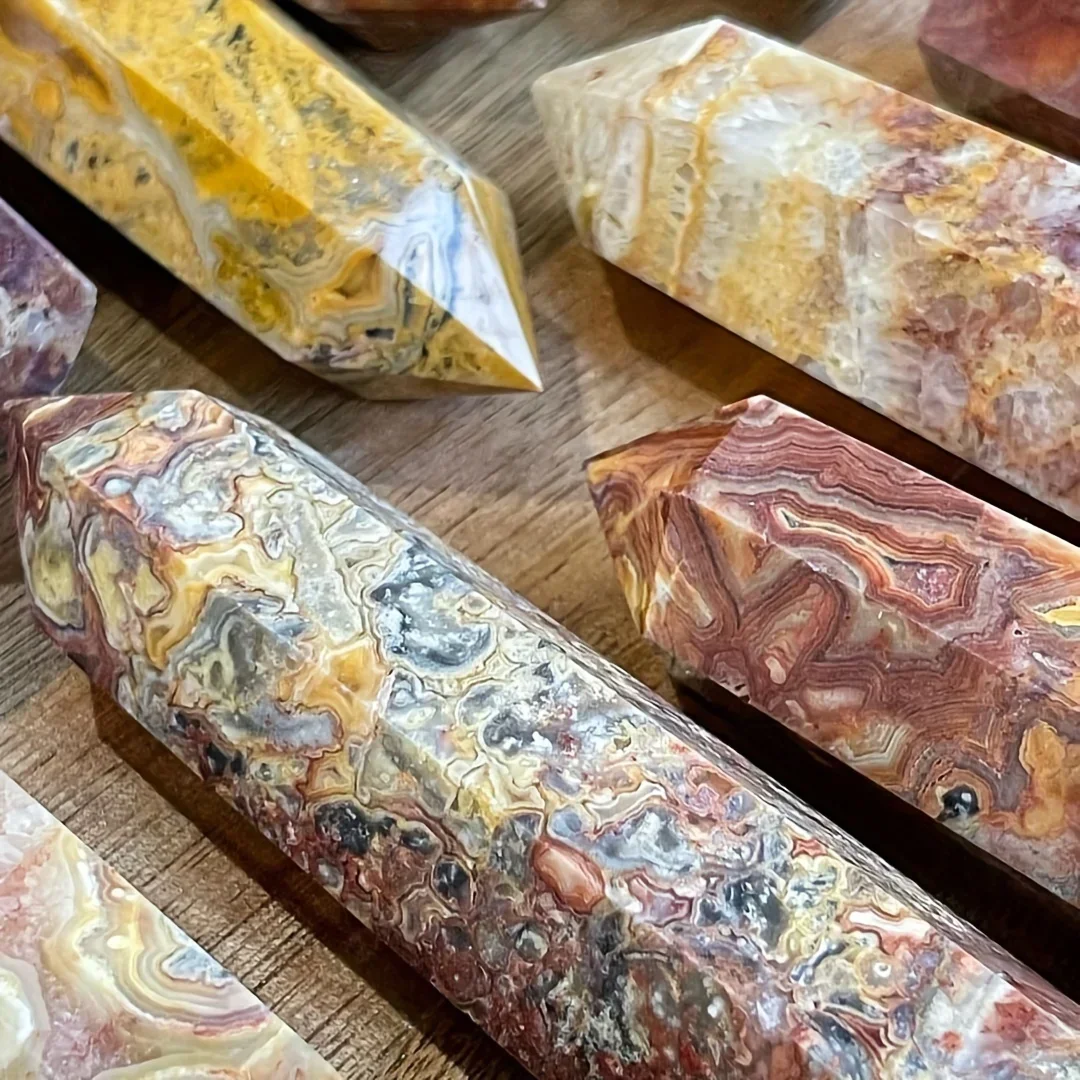 1pc Grace Crazy Agate Obelisk Tower, Elegant Natural Agate Column Decor for Home & Office, Mother's Day, Children's Day Gifts
