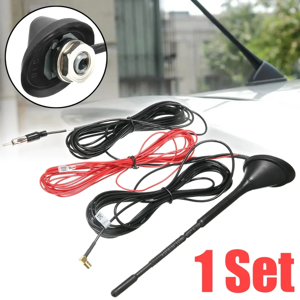 1set for Mayitr 1set Auto DAB Radio Aerial Amplified Roof Mount Antenna AM/FM Din SMA Male Connector 23cm Mast Length