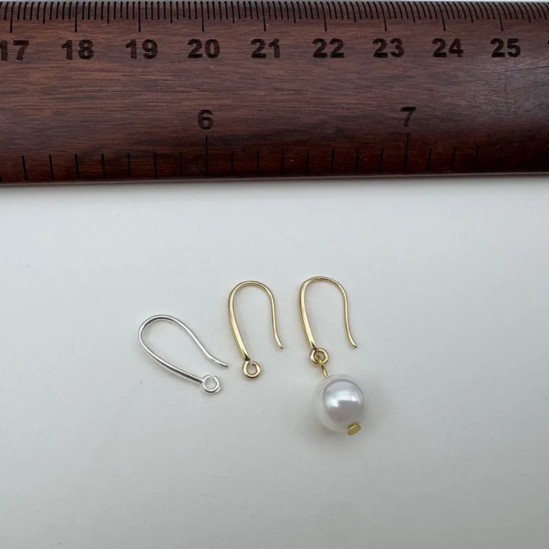 1Pair Solid 925 Sterling Silver Earring Hooks 15mm Handmade Semi-Finished Open Hoop Base DIY Accessories Making Ear Hook - view 4