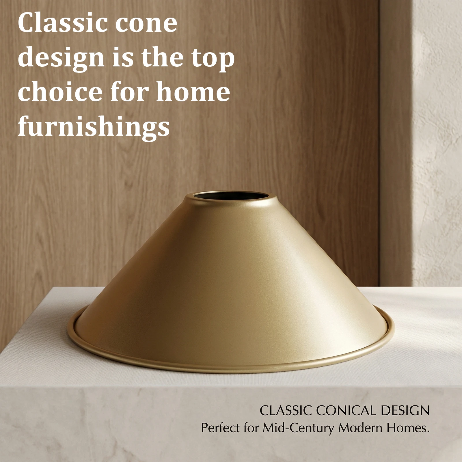 Retro Matte Gold Lamp Shade, Industrial Cone Bell Metal Cover for Pendant Chandelier