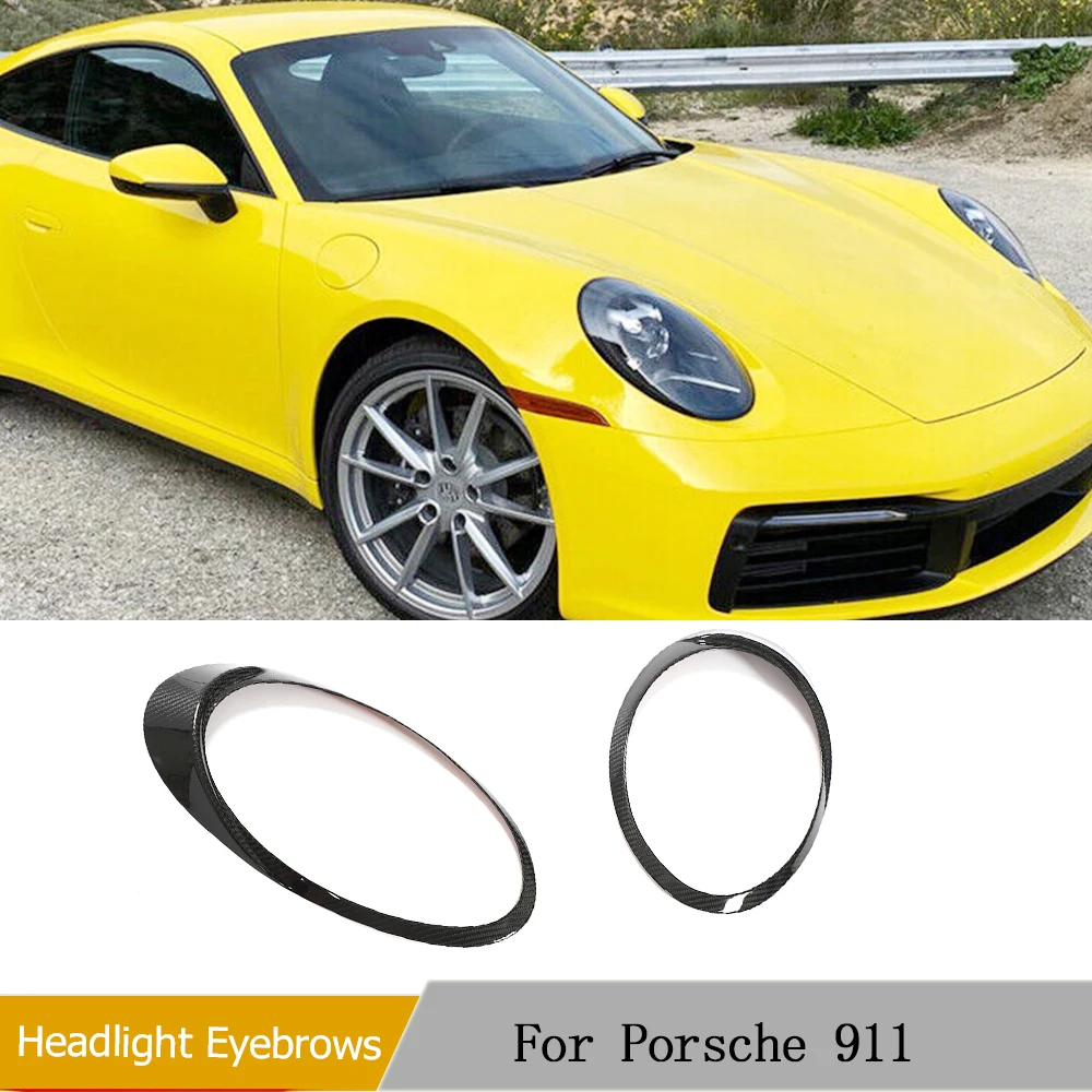 Front Headlight Eyebrows Eyelids Dry Carbon For Porsche 911 992 Carrera 4 Turbo S GT 2019-2022 Car Font Eyebrows Trims Covers