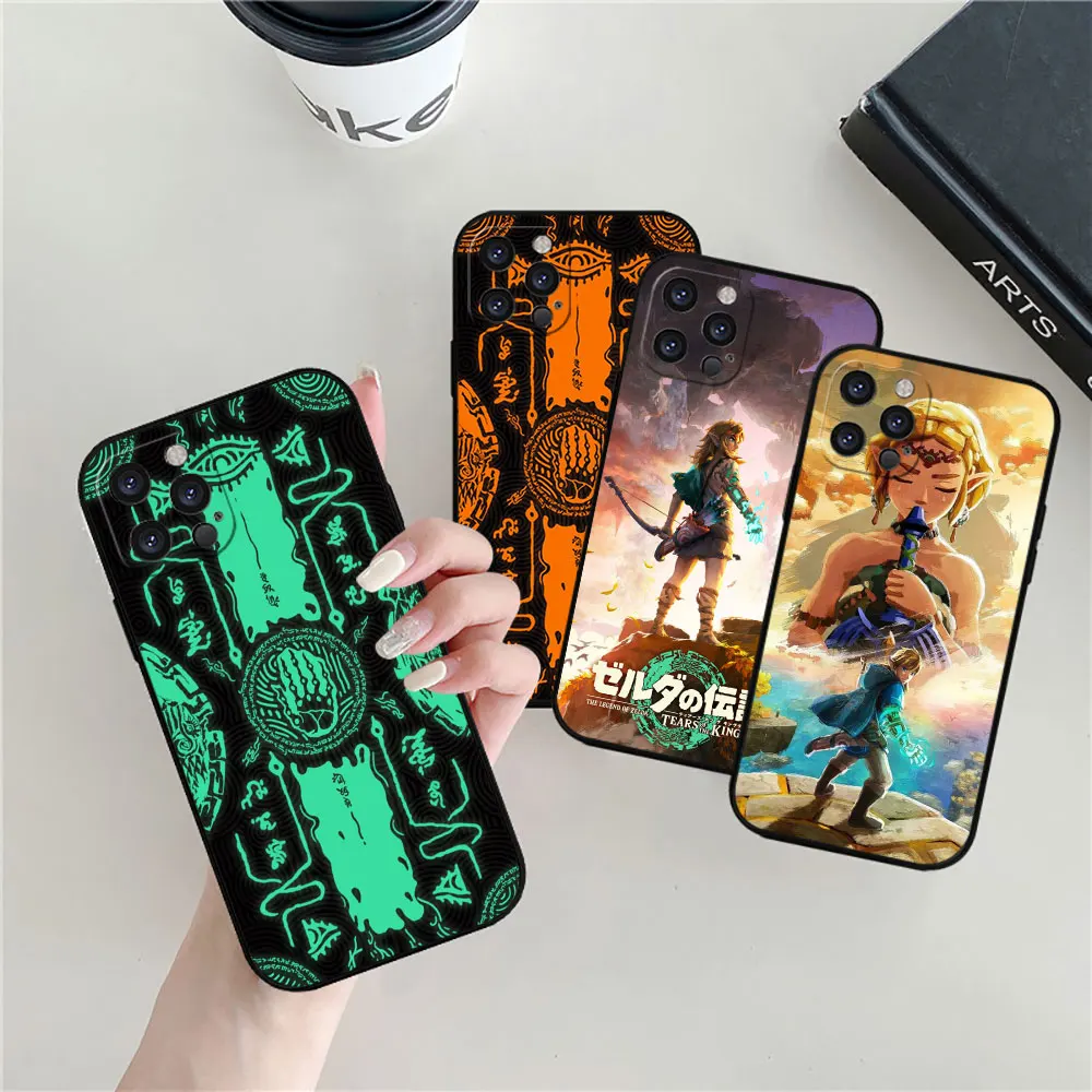 Anime The Legends of Zeldas Phone Case For iPhone 16 15 14 13 12 11 Pro Max Plus Mini Funda Apple 16 ProMax Black Silicone Cover