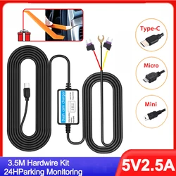 24H Parking Monitoring Car DVR Dashcam Camera Hardwire Kit for Low Vol Protection Mini USB Port 12-30V in 5V2.5A Car Assecories
