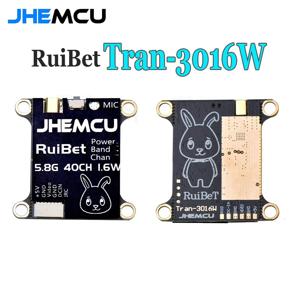 

JHEMCU RuiBet Tran-3016W 5,8G 40CH 1,6 W PitMode 25mW 200mW 400mW 800mW 1600mW регулируемый VTX 2-6S 30X30mm для дрона RC FPV