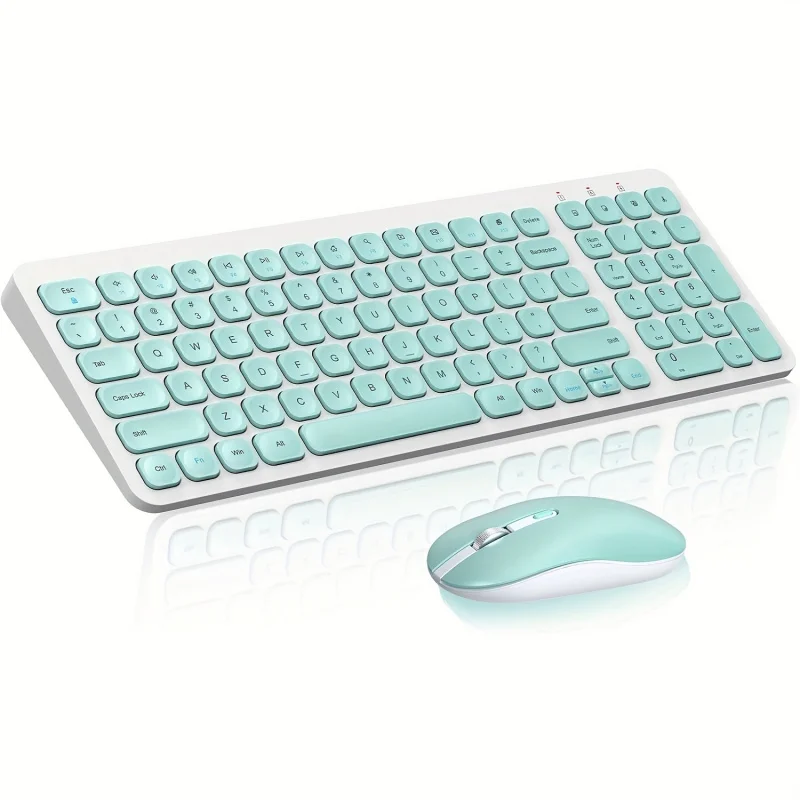 Set Mouse, Setelan Keyboard Komputer Nirkabel Ukuran Penuh Ringkas 2.4G Desain Fashion Ultra-Tipis