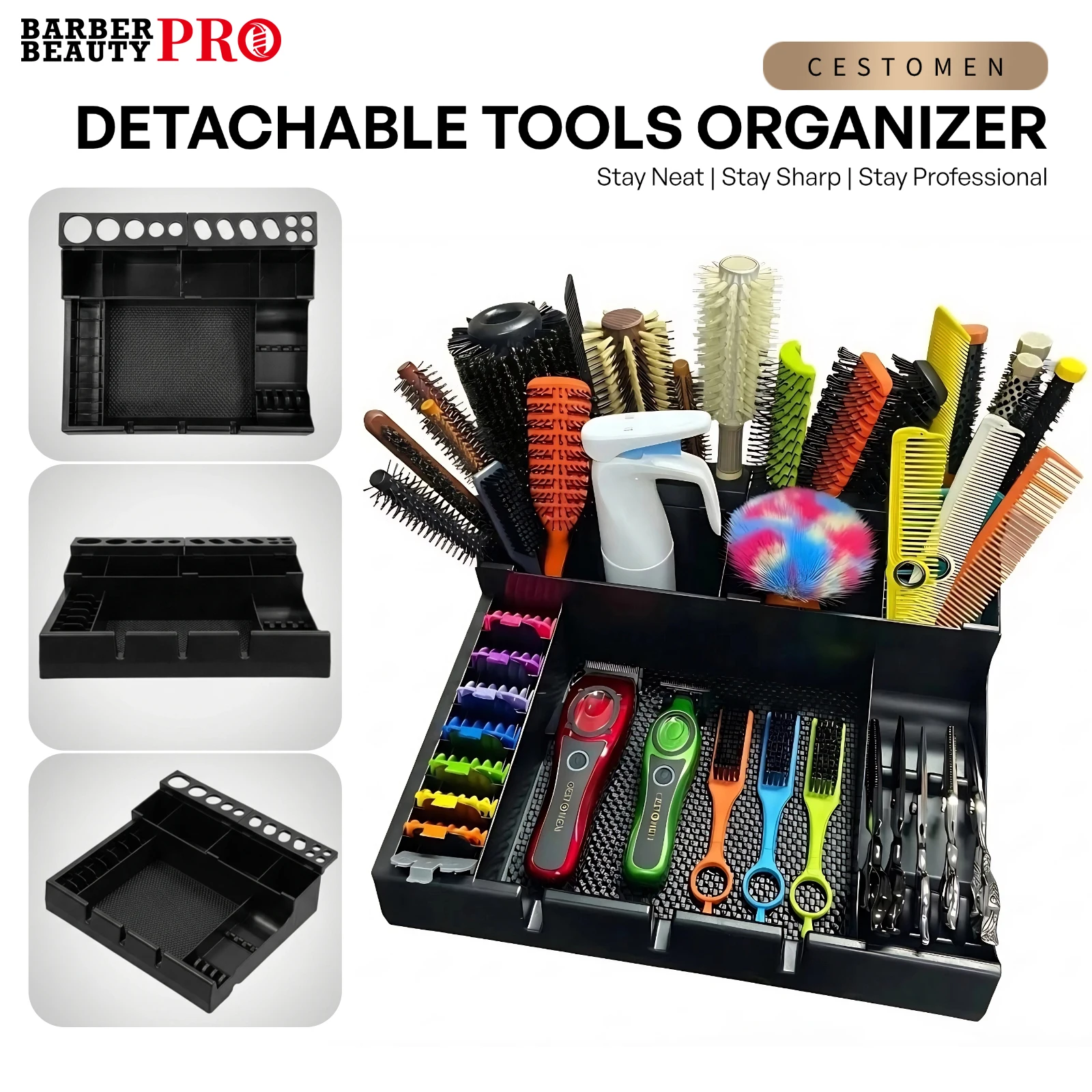 

New Pro Removable Barber Hairdressing Tools Organizer Clipper Tray Storage Shelf Hair Scissors Salon Station Barbershop Supplies