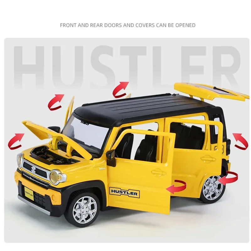 

Литой под давлением 1:2, модель автомобиля из сплава HUSTLER SUZUKI, внедорожник, металлическая модель автомобиля для бездорожья, имитация звука, свет, коллекция, детская игрушка в подарок
