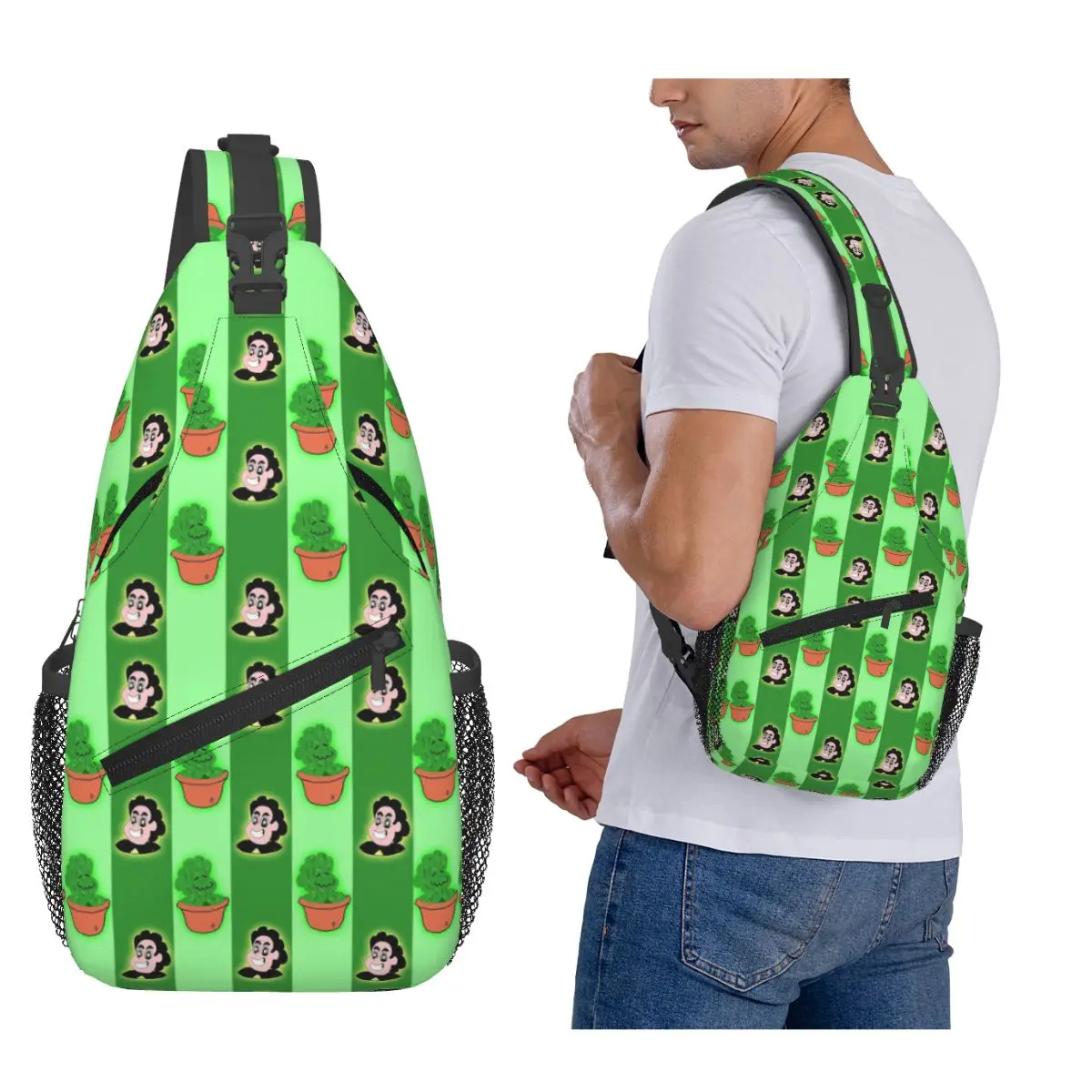 

Cactus Steven Universe Pattern Future Chest Bag Men Sling Crossbody Backpack Chest Bag Traveling Hiking Daypack Shoulder Bag