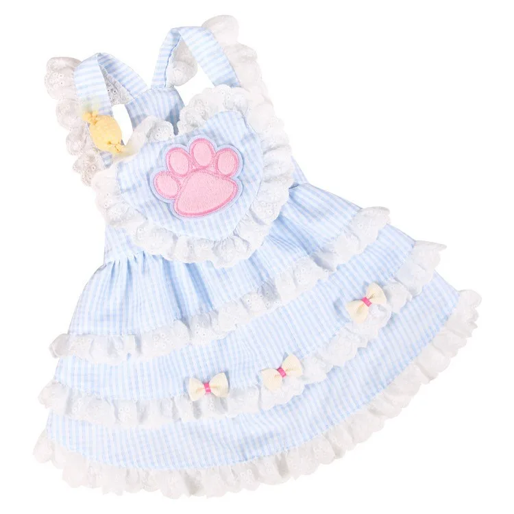 Spring New Maid Love Strap Skirt Blue Pet Lace Cake Skirt Dog Cat Pet Clothes Dog Dresses for Small Dogs Puppy Clothes