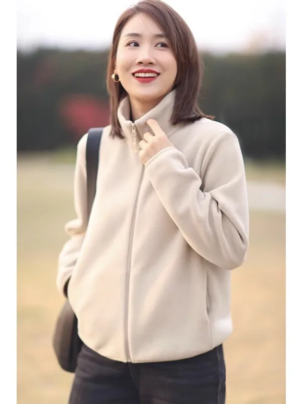 Dames Thiened Fce Rits Hoodie Jaet Casual Spor Warm Base irt Top Loose Fit Herfst Winter Bovenkleding