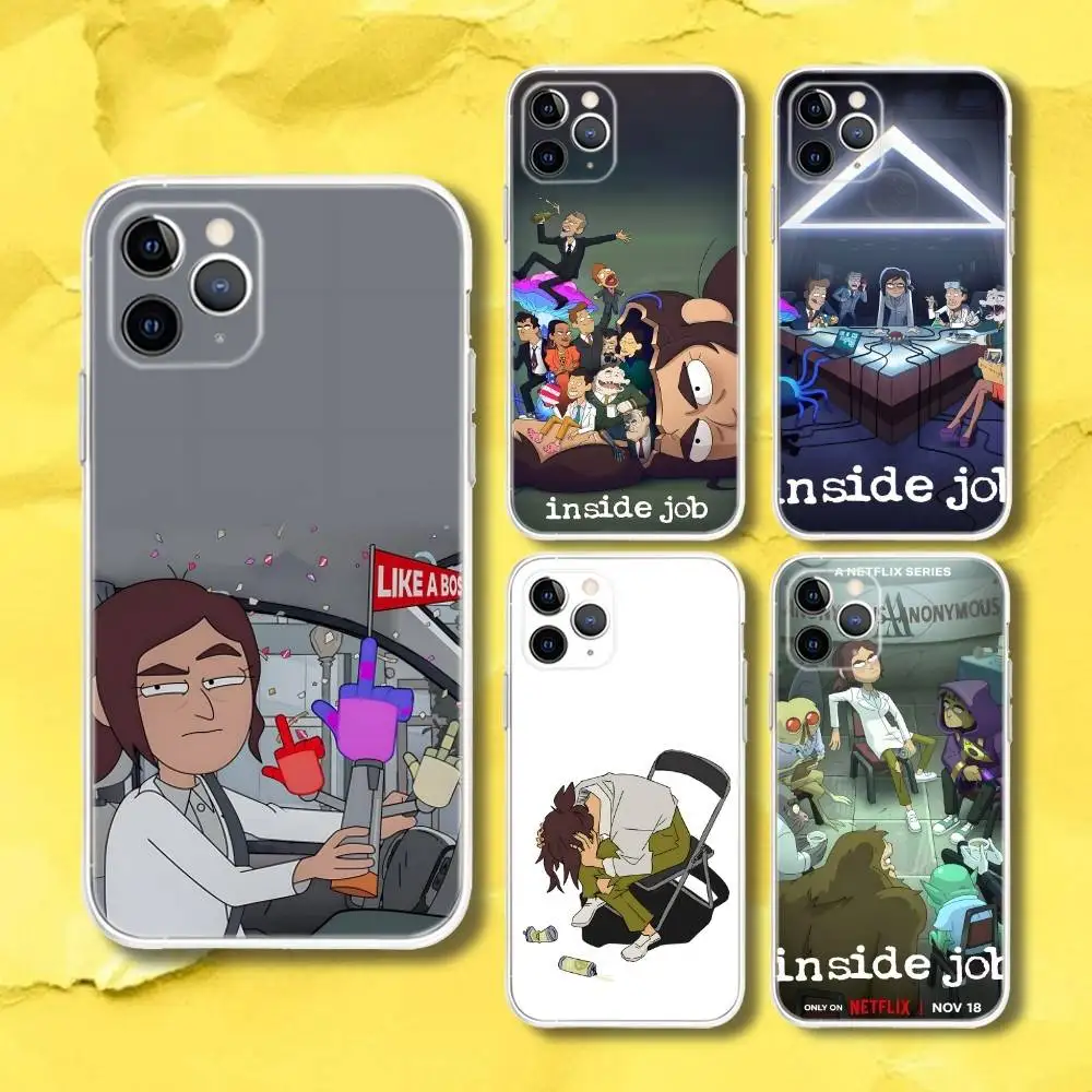 

I-Inside Cartoon Job Transparent Phone Case For iPhone 17,13,15,12,11,14,16 Pro Max Mini 7,8 Plus SE4,17E Air Fundas