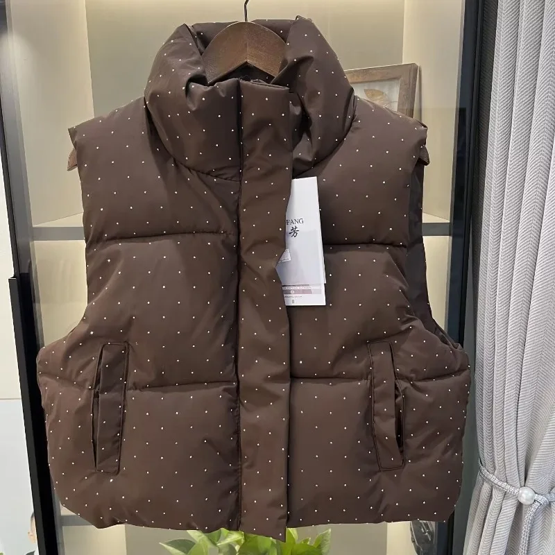 الوقوف طوق الكورية نمط أسفل القطن سترة وسترة لملابس خارجية الربيع والخريف جديد فضفاض السماء المرصعة بالنجوم صدرية قصيرة