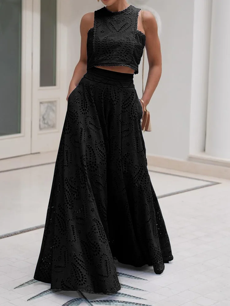 Elastic Waist Pockets Skirt Elegant Set Holiday Slim Women Casual Skirt Two Piece Set Female Tops And Skirts Beach Matching Suit