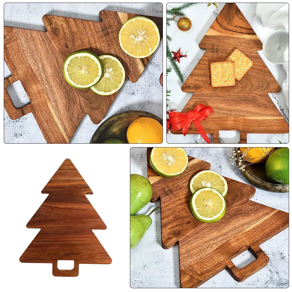 

Christmas Tree Cutting Board Wood Craft Supplies Chrisrtmas Serving Tray for Crafts Shaped Kitchen