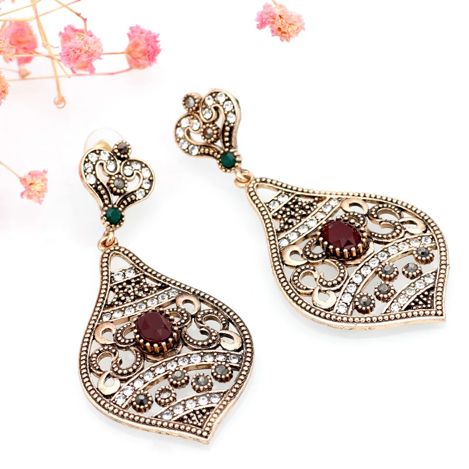 Bohemia Vintage Big Earrings For Women Turkish Ethnic Wedding Drop Earring Max Brincos Grandes Antiuqe Gold Color Indian Jewelry