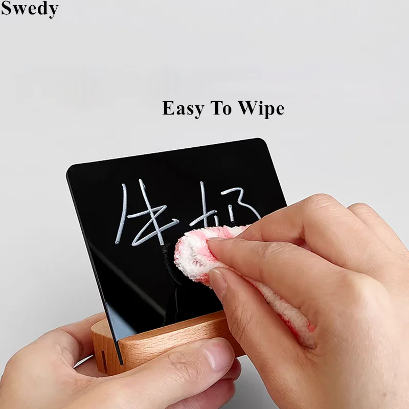 150x125mm T / L Use Wood Base Tabletop Chalkboard Signs Stand Message Board Restaurant Wedding Table Numbers Menu Price Stand