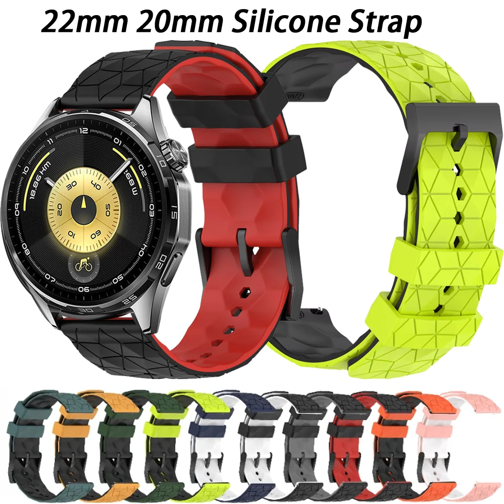 

22mm 20mm Silicone Strap For Huawei Watch 5/4/GT6-5-4 Samsung Watch 7/6/5/4 Football Pattern Bracelet Amazfit GTR 4/Balance Band