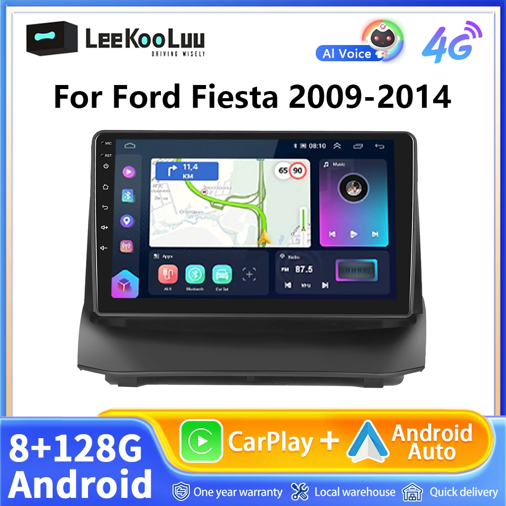 LeeKooLuu 2 Din Car Radio Carplay Android Auto For Ford Fiesta 2009-2014 Multimedia Player FM RDS GPS Stereo 4G WIFI Autoradio