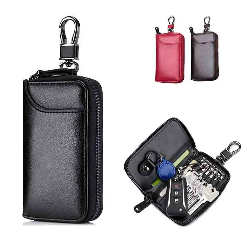 

Leather Keychain Men Women Key Holder Organizer Pouch PU Case Split Car Key Wallet Housekeeper Key Case Mini Card Bag