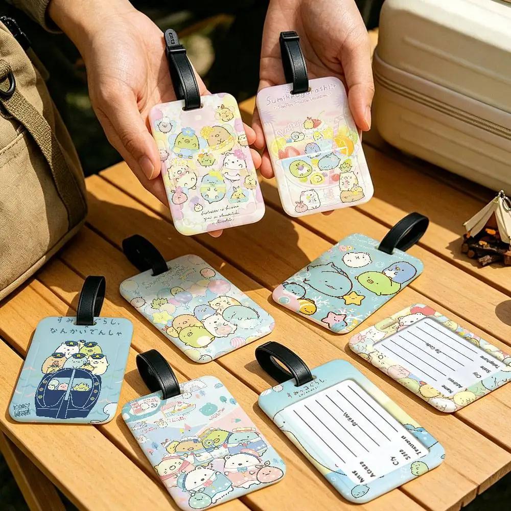 Japan Anime Sumikko Gurashi Flexible PVC Anti lost Baggage Name Tag Information Card Holder For All Types Travel Bags