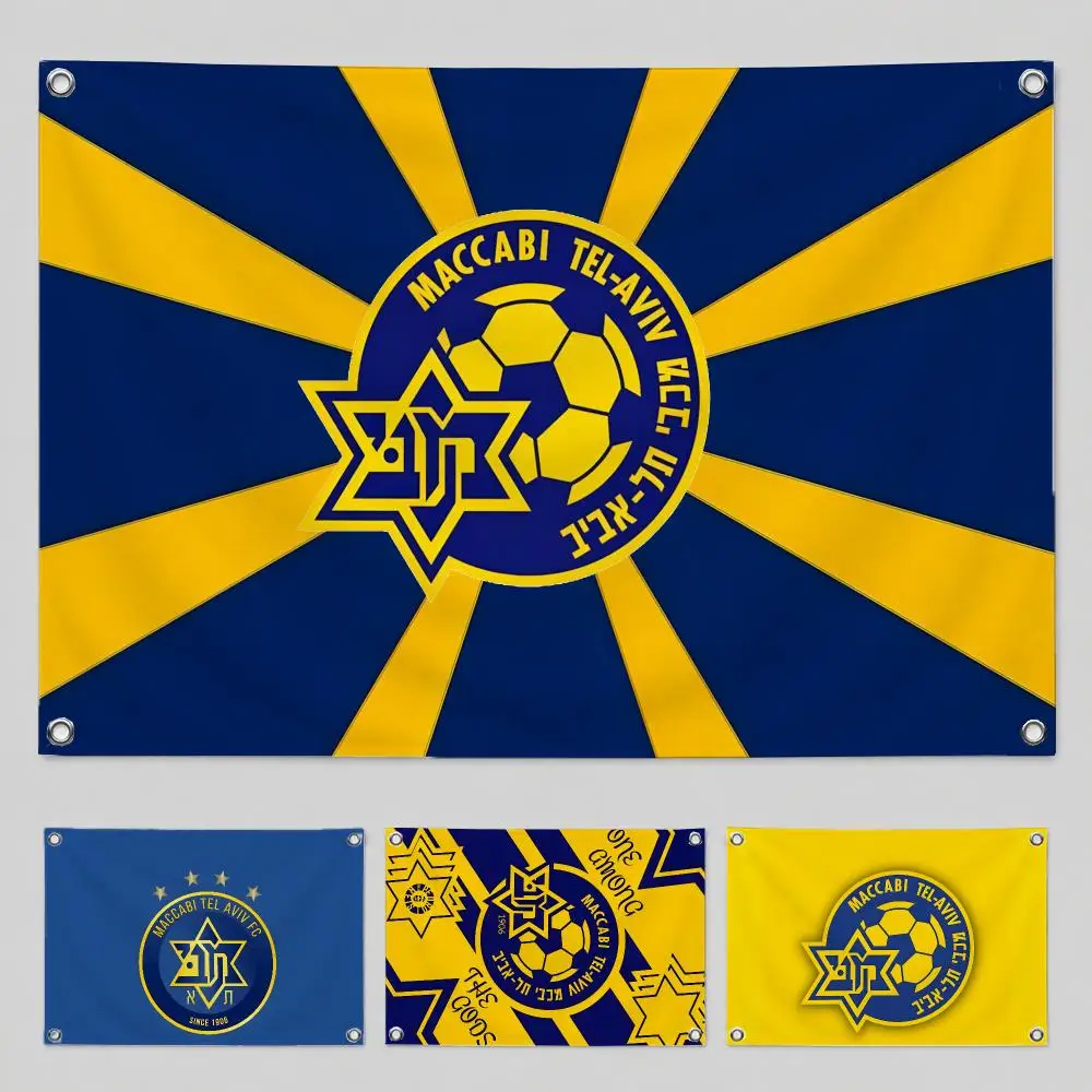 Team Maccabis Tel Aviv Flags Home Yard & Garden Decor Banner - Indoor Outdoor Wall Hanging Flag