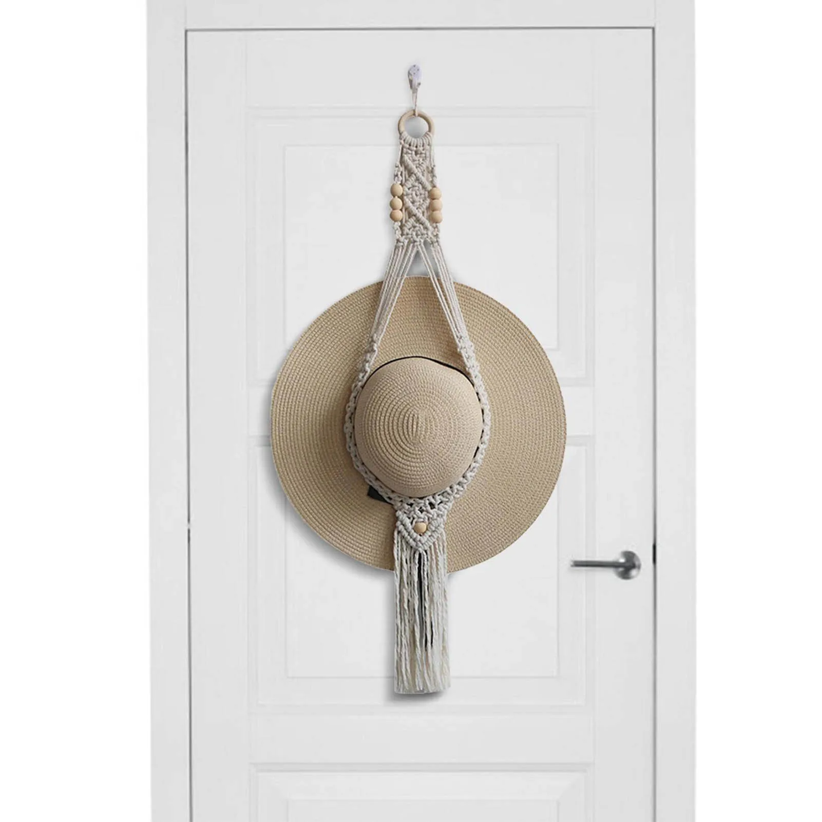 

HOT Wall Hand Weaving Boho Hat Hanger Hat Rack Decorative Cap Holder for Wall Hanging Hat Display