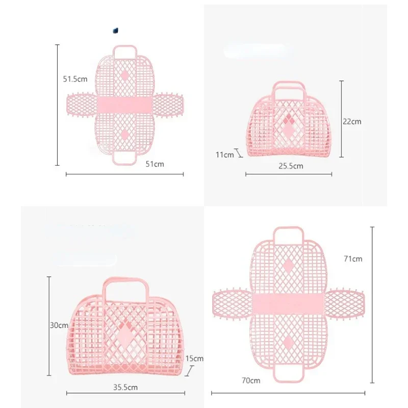 Large-capacity Bag Hollow Jelly Beach Holiday Portable Tote Bag Reusable and Easy To Clean Plastic Portable Bath Basket