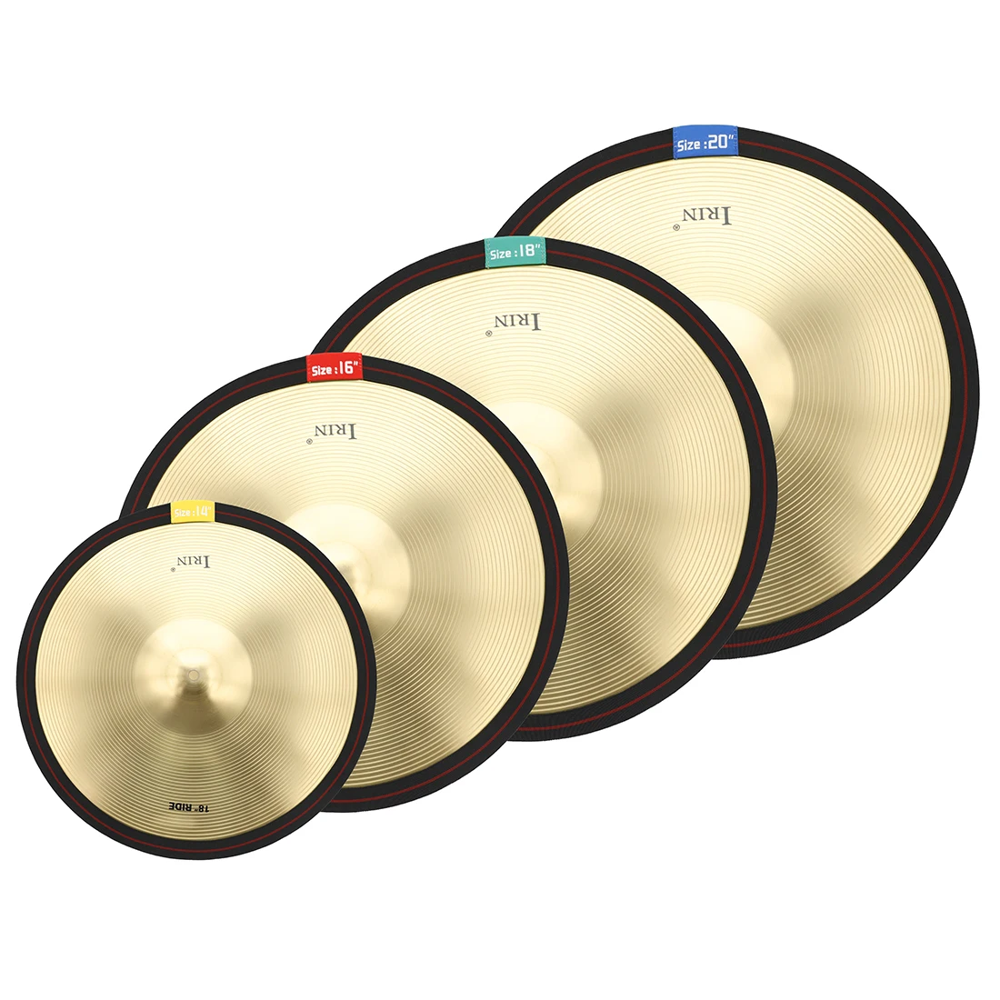 4-teiliges Set Elastische Ringbänder für Becken, 14/16/18/20 Zoll, Schalldämpfer-Gürtel, Schallreduzierer-Gürtel, Zubehör für Perkussionsinstrumente – Detail 1