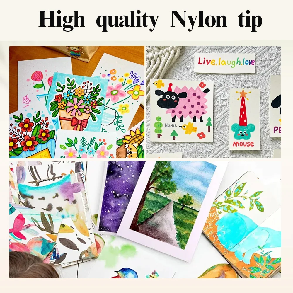 48-216 لون علامات فنية فرشاة طرف مزدوج وإزميل أنظمة ألوان كبيرة لرسم علامات رسم فنية دائمة اللوازم المدرسية #5