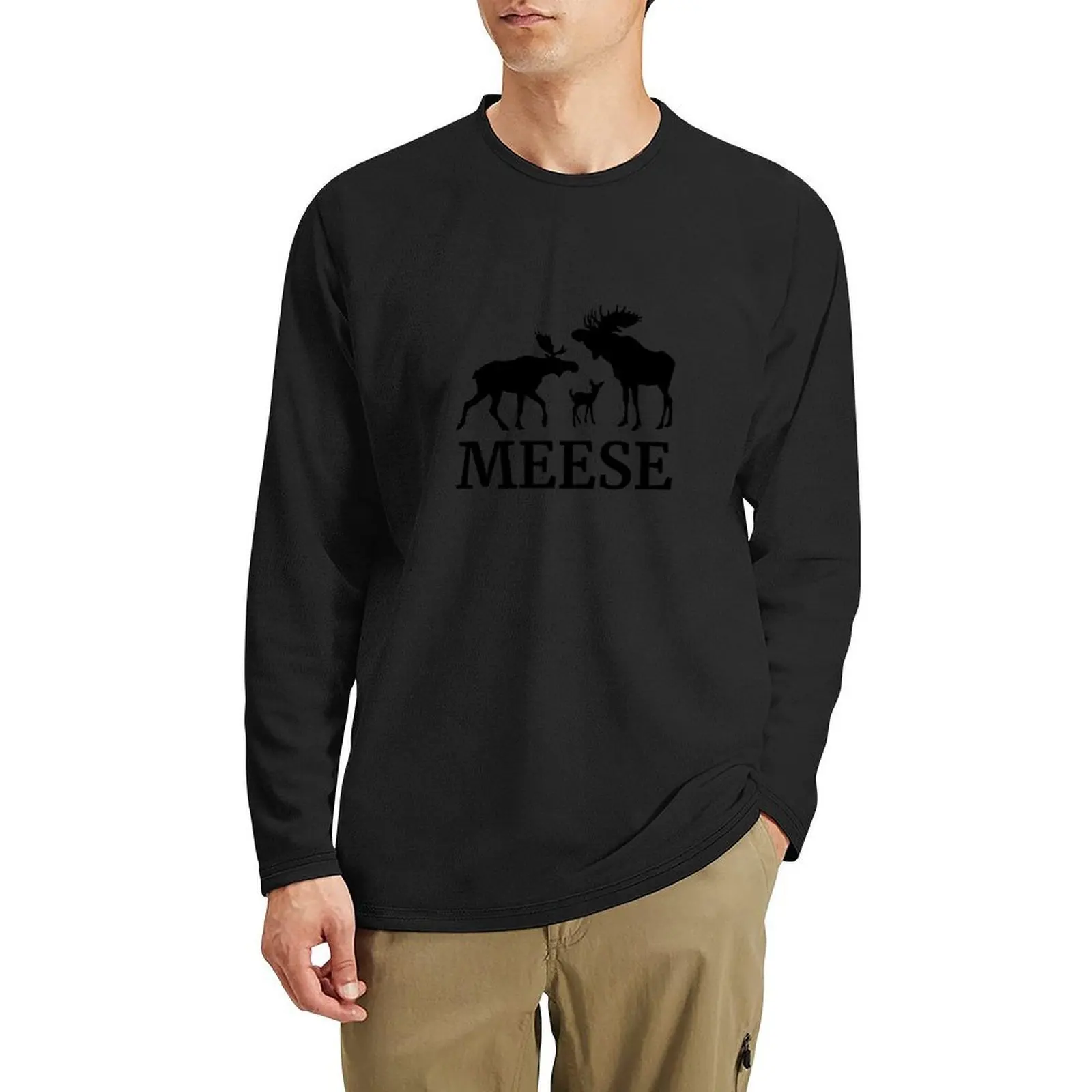 Meese Plural Moose Long T-Shirt sweat shirts plain t-shirt funny t shirt cute clothes Men's t-shirts