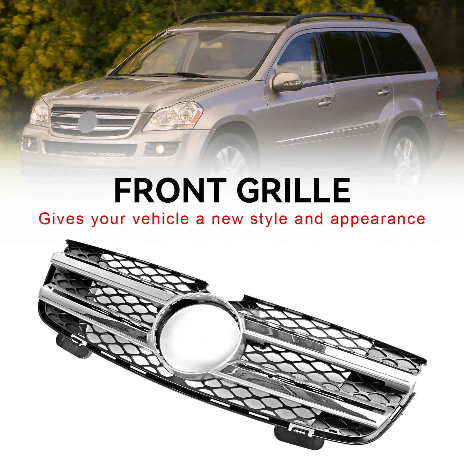 Artudatech กันชนหน้ากระจังหน้า Fit สําหรับ Mercedes Benz GL-Class X164 2007-2009 Chrome