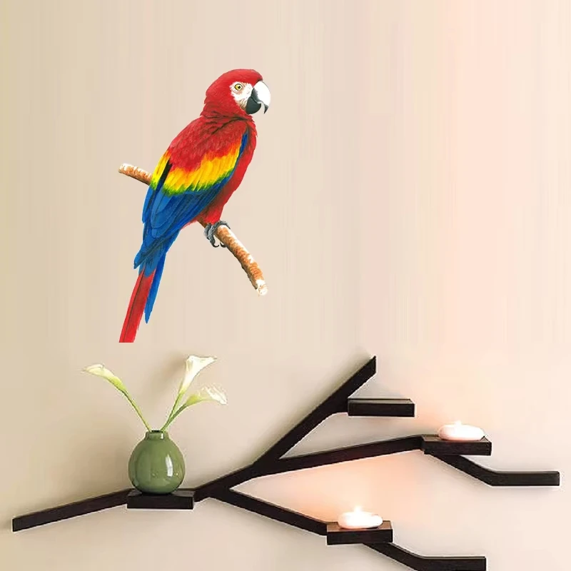 Beautiful Parrot And Humming Bird Wall Sticker Toilet Lid Stickers, Bedroom Entrance Living Room Porch Home Decora Decals S947