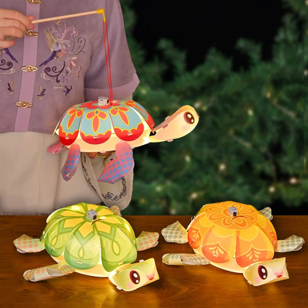 

Cartoon Middle Autumn Festival Lantern LED Light DIY Craft Turtle-Shaped Paper Lanterns Luminous Handmade