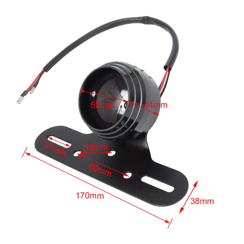 Black Motorcycle RED Brake Tail Rear Light Bulb License Plate for Harley Chopper Bobber Custom 12V Cafe Racer