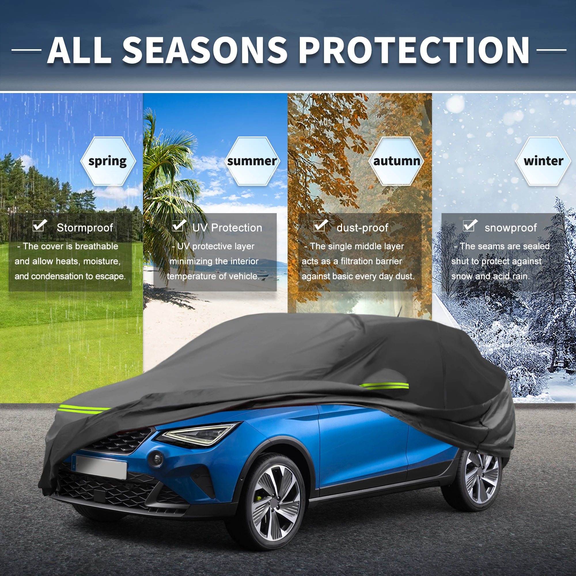 X Autohaux автомобильный чехол для Seat Arona 2017-2021 210D-PU уличные полностью автомобильные чехлы всепогодные водонепроницаемые ветрозащитные защита от солнца