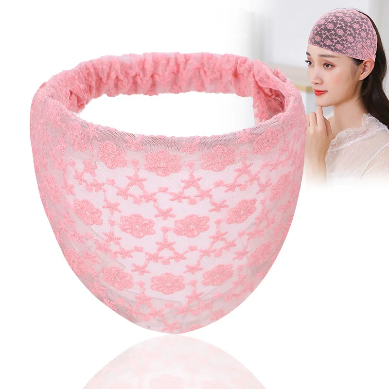 Elastic Stretch Wide Hook Flower Hair Hoop Head Band for Women Headwear Lace embroidery Headband Hairband Girls Hair Accessories