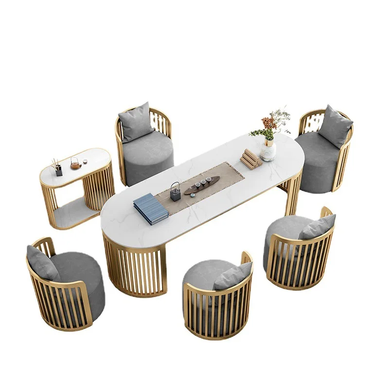 

Marble light luxury tea table modern simple office slate kung fu zen table
