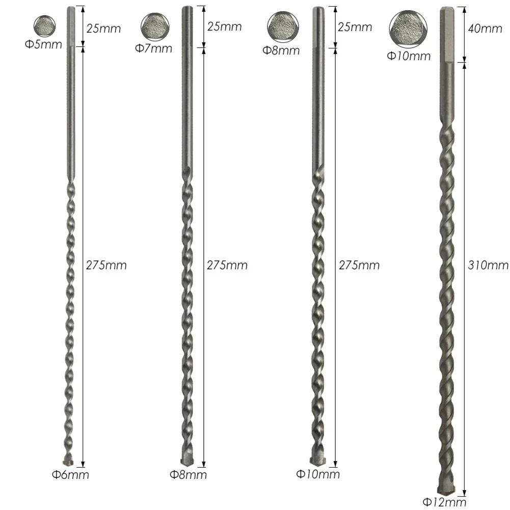 300mm Extra Long Impacts Drill Bit For Penetrating The Wall Power Tool New Triangle Shank 6/8/10/12/16mm Drill For Limestone