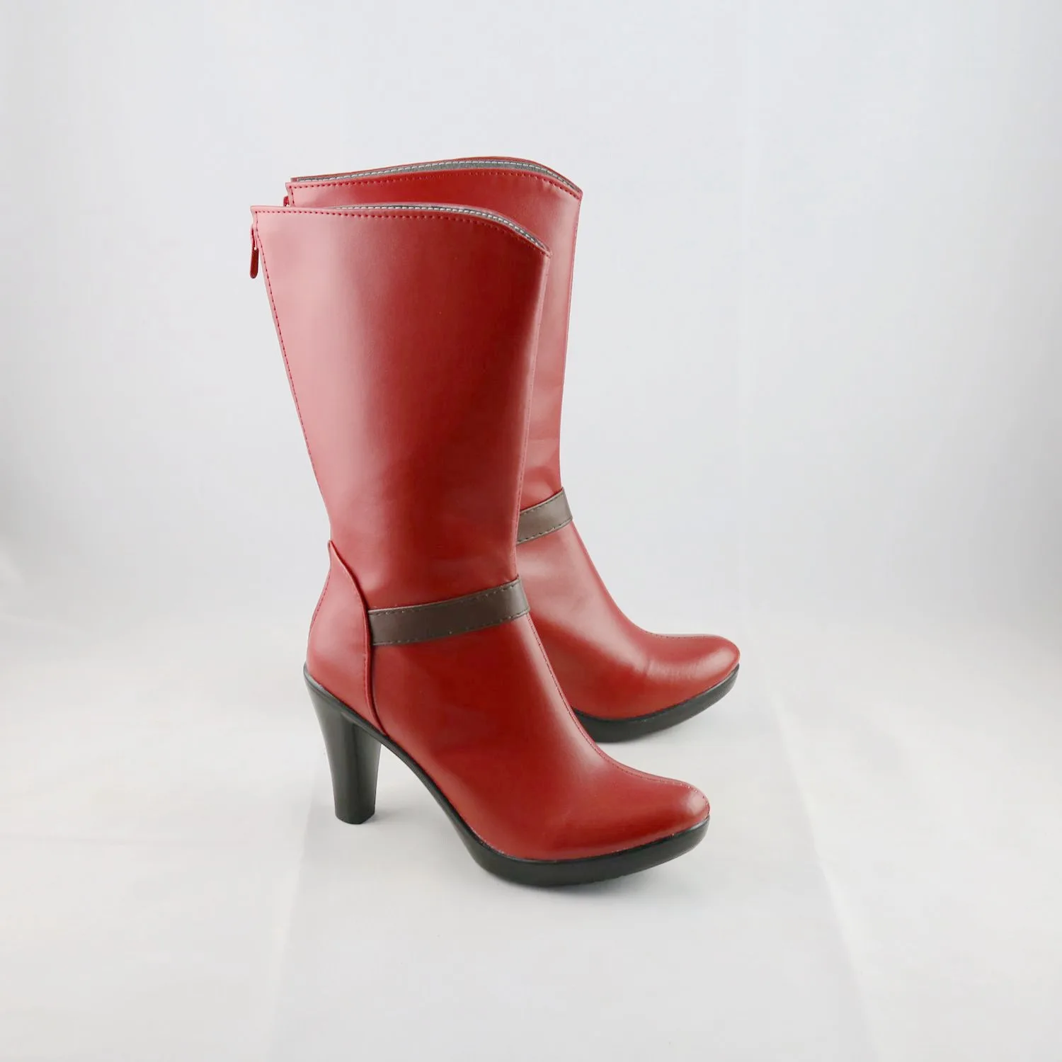 Scarpe da costume cosplay Onepiece Nami Stivali in ecopelle fatti a mano rossi anime