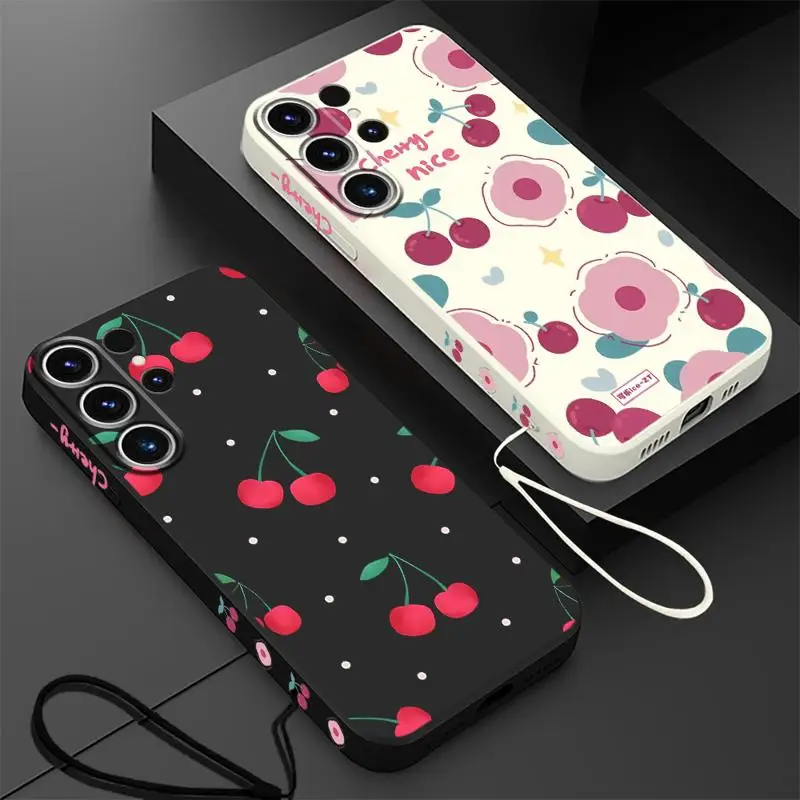 Cherry Phone Case for Samsung Galaxy S24 Ultra S20 FE S22 S23 Ultra 5G S21 Plus S22 Silicone Luxury Cover